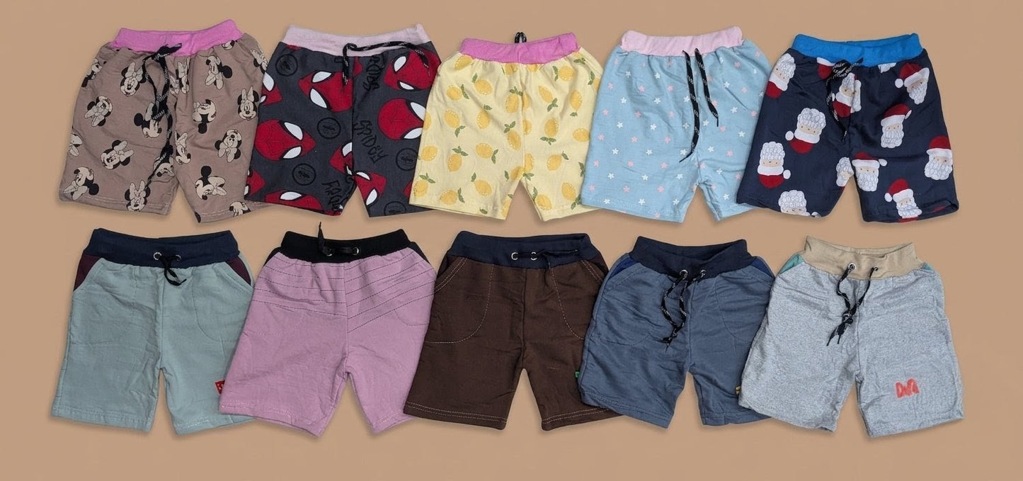 Combo of 10 Export Quality Plain + Printed Shorts Rs. 599 Only