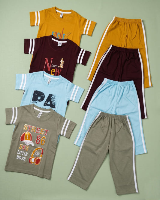4 Striped Cotton T Shirts + 4 Pants Rs. 599 Only